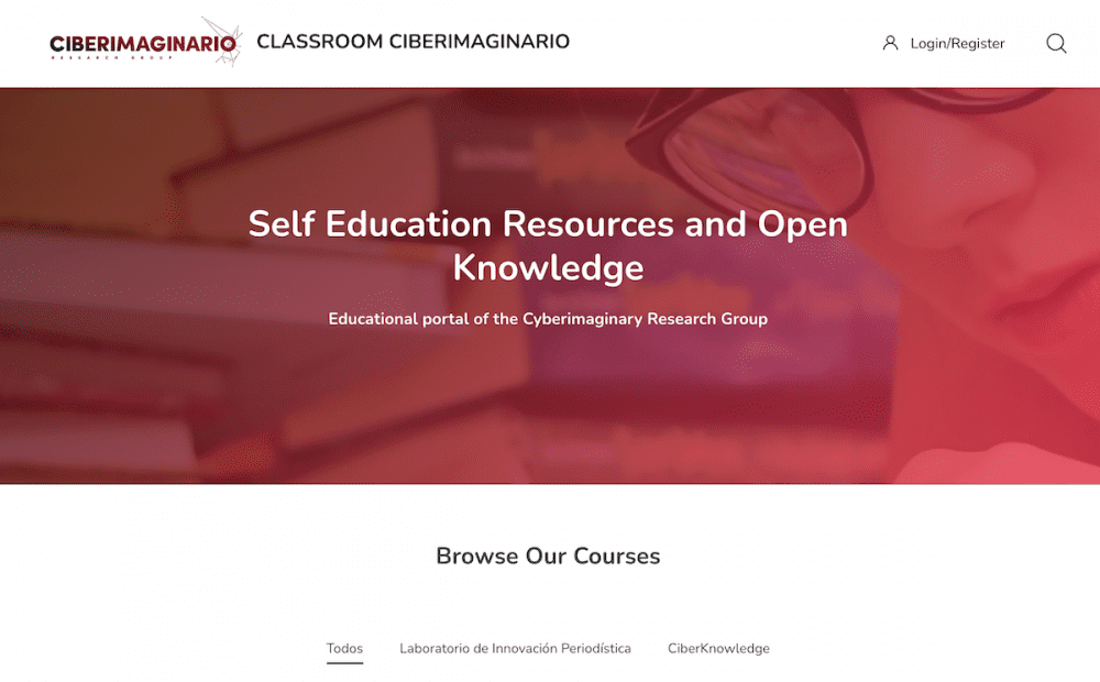 Captura de pantalla del portal Classroom Ciberimaginario