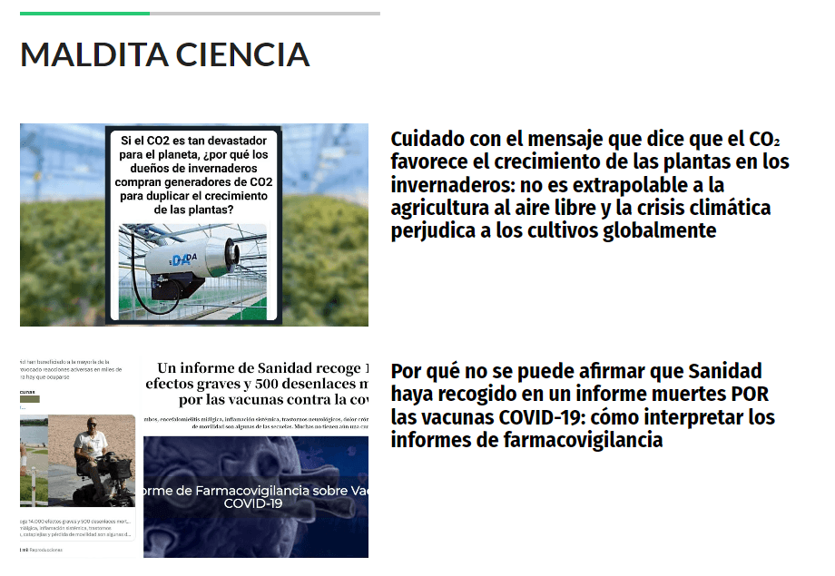 Portada de Maldita Ciencia con dos artículos sobre cambio climático y vacunas