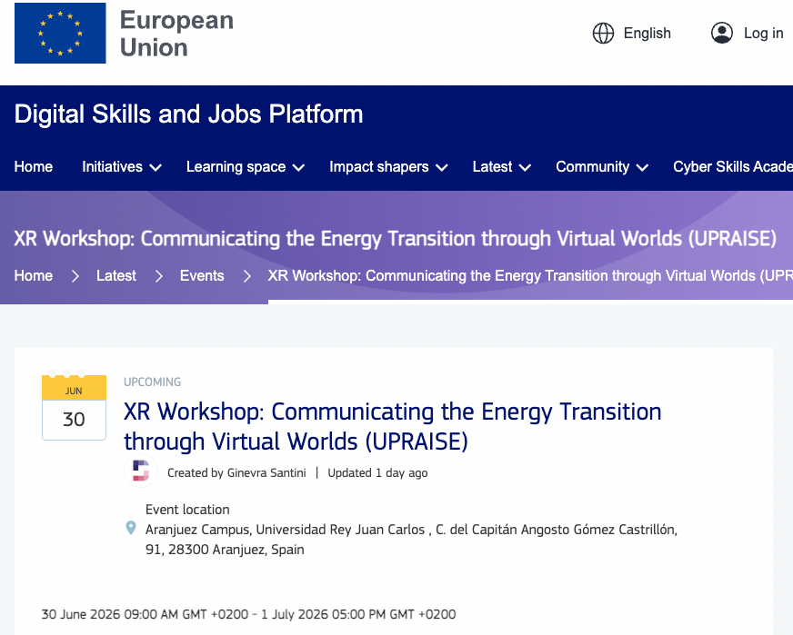URJC Hosts European Workshop on Communicating the Energy Transition Through Virtual Worlds